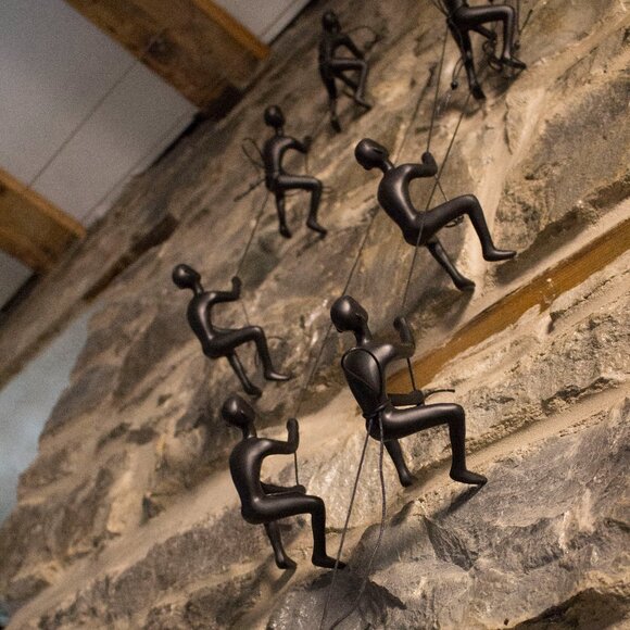 Climbing Man Home Decor Classic Wall-Art Sculpture | 4-Piece | Black - Picture 4 of 5